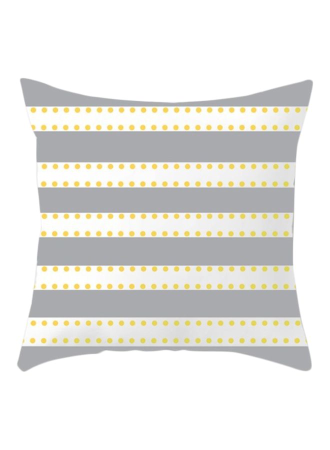 Stripe Pattern Cushion Cover White/Grey/Yellow 45x45cm