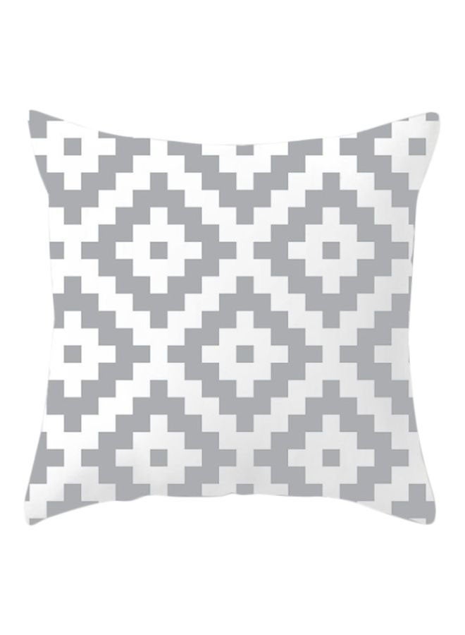 Geometric Pattern Cushion Cover White/Grey 45x45cm