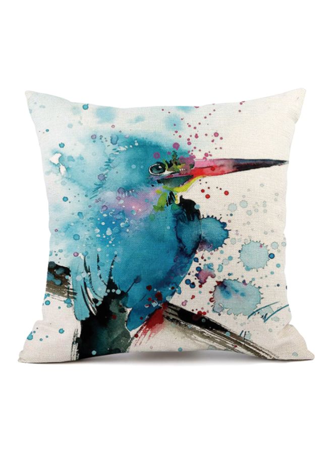 Bird Printed Cushion Cover Blue/Beige/Red 45x45cm