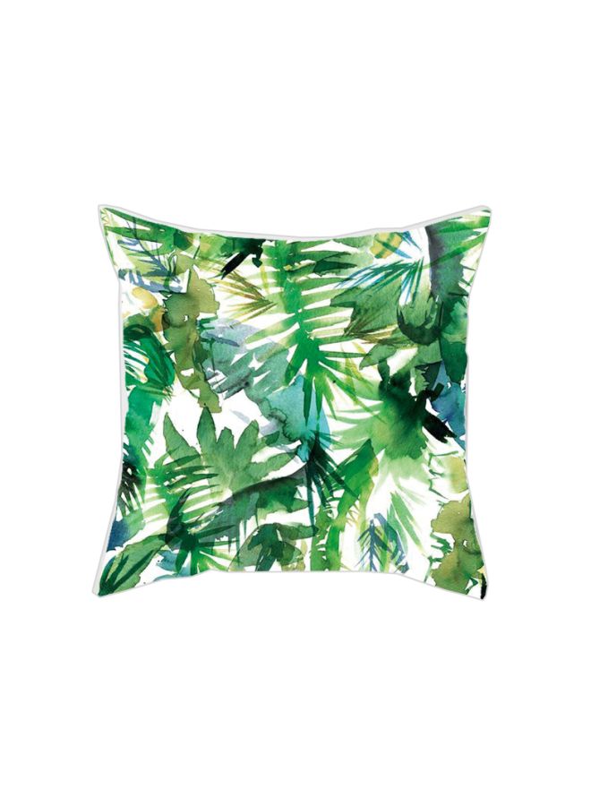 Leaf Printed Cushion Cover Green/White/Black 45x45cm