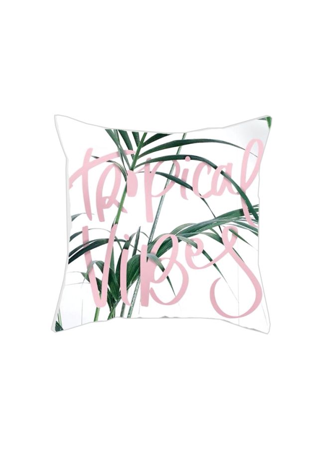 Tropical Vibes Printed Cushion Cover White/Green/Pink 45x45cm