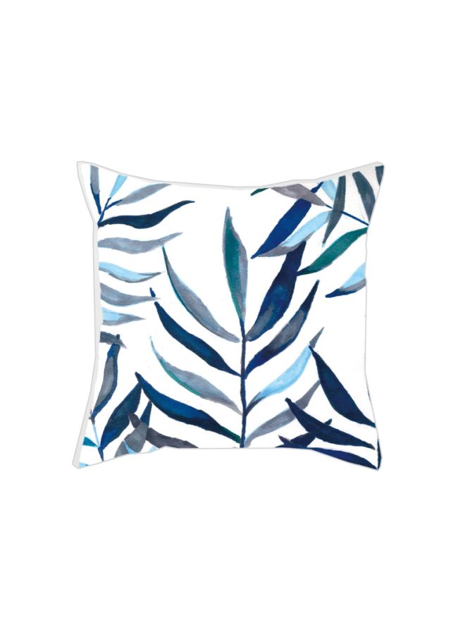 غطاء وسادة ديكور مزين بطبعة أوراق شجر أبيض/أزرق/رمادي 45x45سم