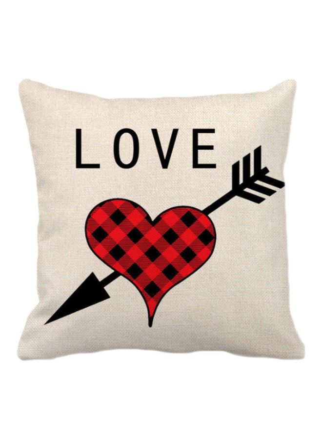 Love Printed Cushion Cover Beige/Black/Red 45x45cm