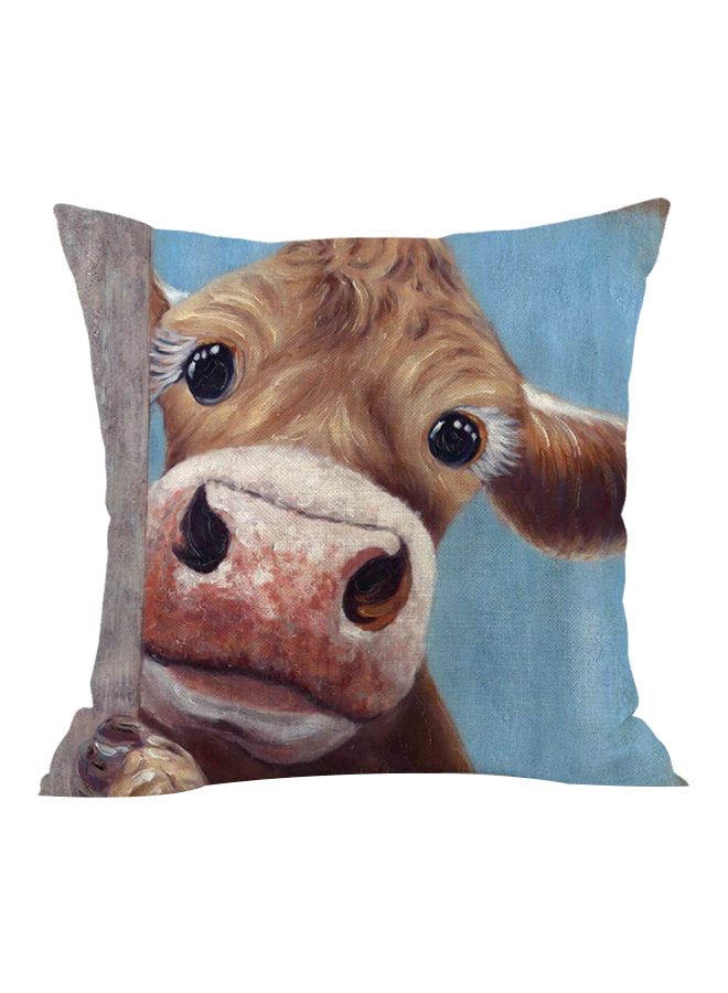 بيوينتي غطاء وسادة ديكور بطبعة حيوان أزرق/بني/رمادي 45x45سم