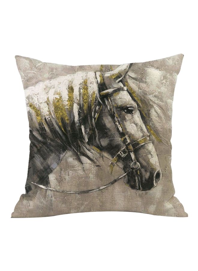 غطاء وسادة ديكور بطبعة حيوان رمادي/أخضر/أبيض 45x45سم