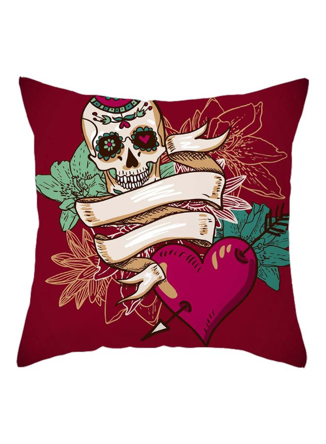 Ghost Doll Printed Cushion Cover Dark Pink/Beige/White 45x45cm