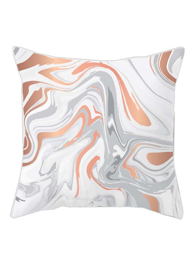 Abstract Pattern Printed Cushion Cover White/Grey/Gold 45x45cm