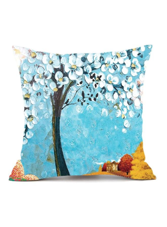 غطاء وسادة بطبعة شجرة أزرق/ أبيض/أحمر 45x45سم