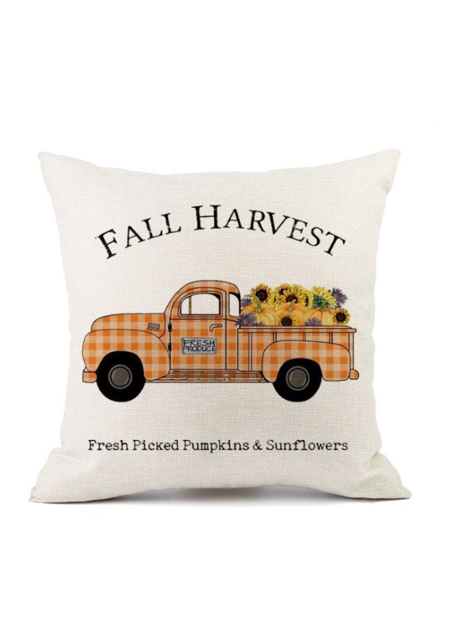 Fall Harvest Printed Cushion Cover White/Black/Orange 45x45cm