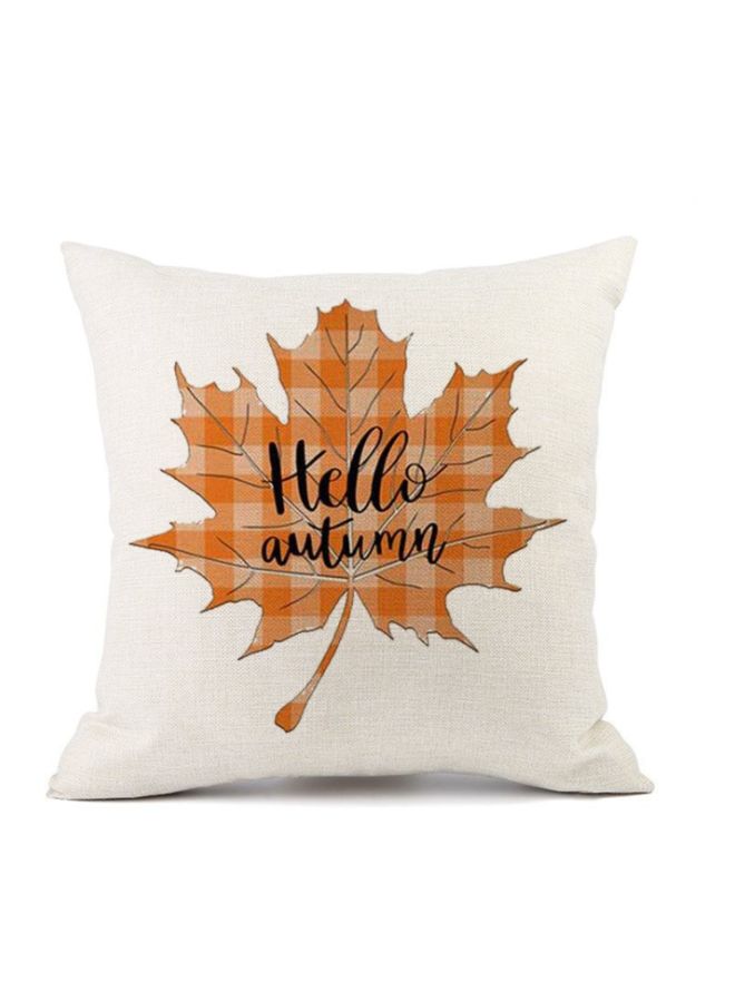 Hello Autumn Printed Cushion Cover White/Orange/Black 45x45cm