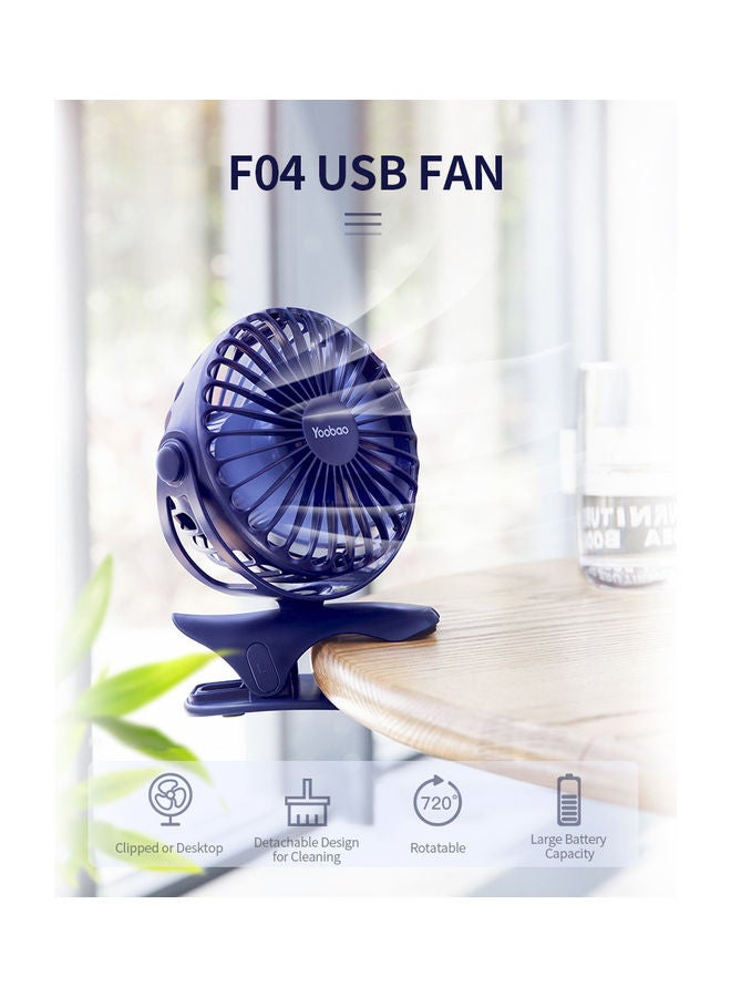 Yoobao Y-F04 USB Rechargeable Handheld Mini Clip Desktop 4-Level Small Electrical Fan Blue - Image 2