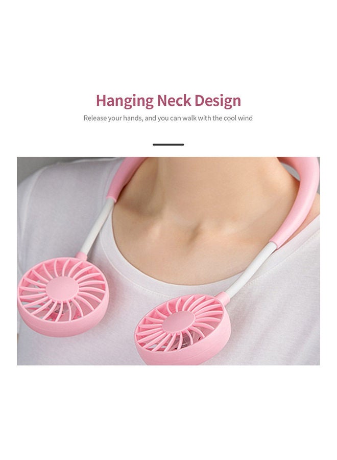 Portable Hanging Neck Mini Portable USB Rechargeable Fan Pink - Image 4