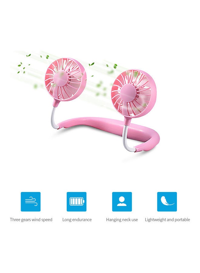 Portable Hanging Neck Mini Portable USB Rechargeable Fan Pink - Image 2