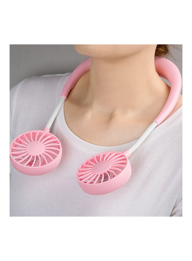 Portable Hanging Neck Mini Portable USB Rechargeable Fan Pink - Image 3