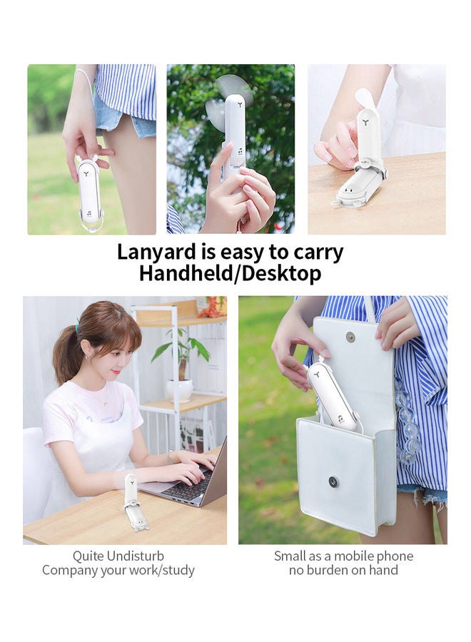 Portable Handheld Mini Multifunctional 3-in-1 Foldable USB Fan White - Image 5