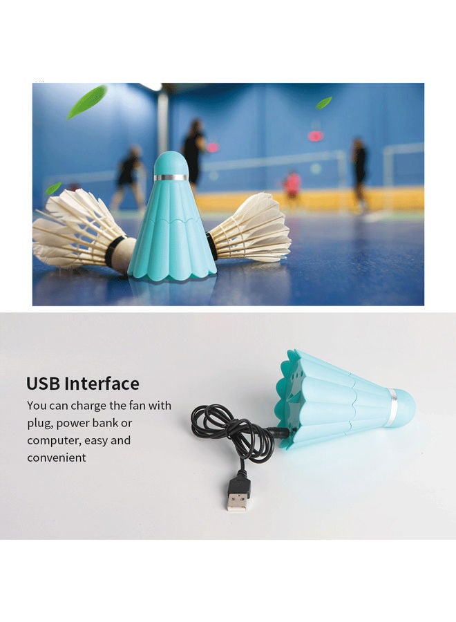 مروحة صغيرة محمولة بمنفذ USB بتصميم شكل تنس الريشة وردي - Image 3
