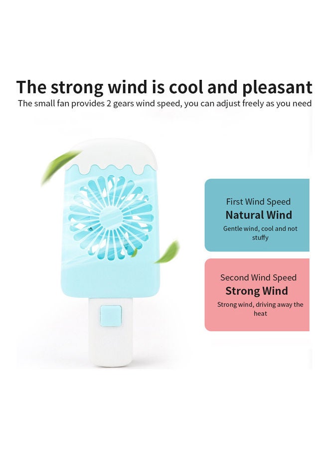 Mini Handheld USB Ice Cream Fan Blue