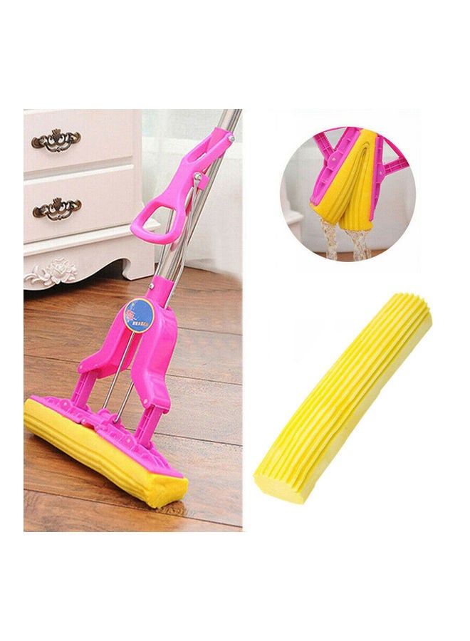 Strong Water Absorption Double Roller Cleaning Foam Sponge Telescopic Mop Head Yellow 20x10x20cm - Image 1