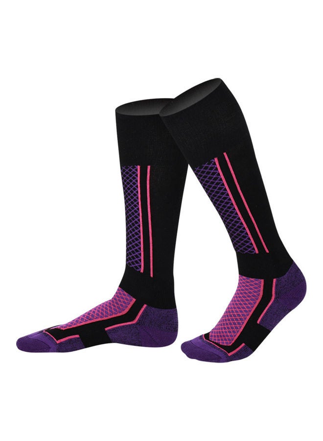 Winter Men Women Outdoor Sports Snowboard Cotton Thermal Warm Long Ski Socks Blue Black - Image 5