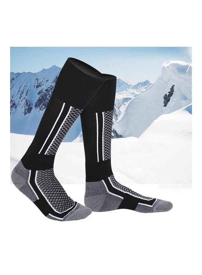 Winter Men Women Outdoor Sports Snowboard Cotton Thermal Warm Long Ski Socks Blue Black - Image 3