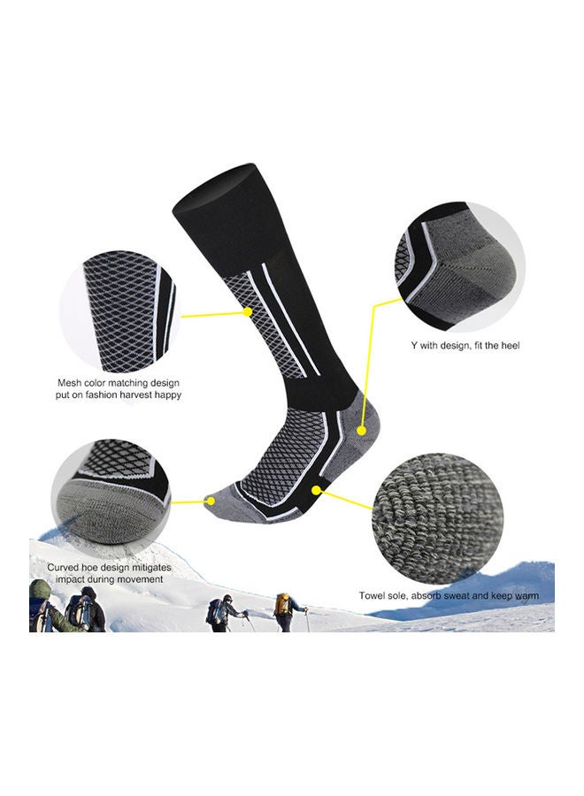 Winter Men Women Outdoor Sports Snowboard Cotton Thermal Warm Long Ski Socks Blue Black - Image 4