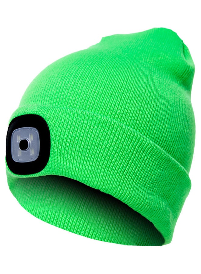 Unisex Outdoor Cycling Hiking LED Light Knitted Hat Winter Elastic Beanie Cap Fluorescent Green 20*10*20cm - Image 1