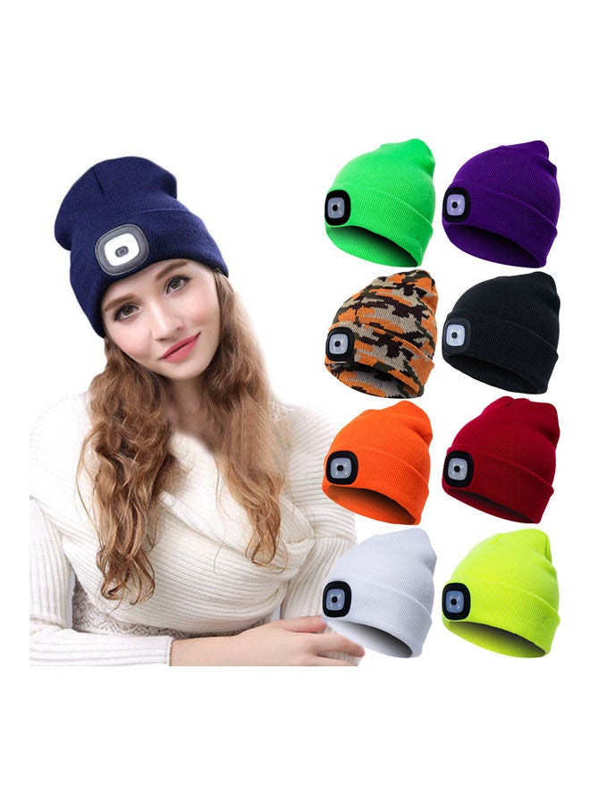 Unisex Outdoor Cycling Hiking LED Light Knitted Hat Winter Elastic Beanie Cap Grey 20*10*20cm  - Image 2