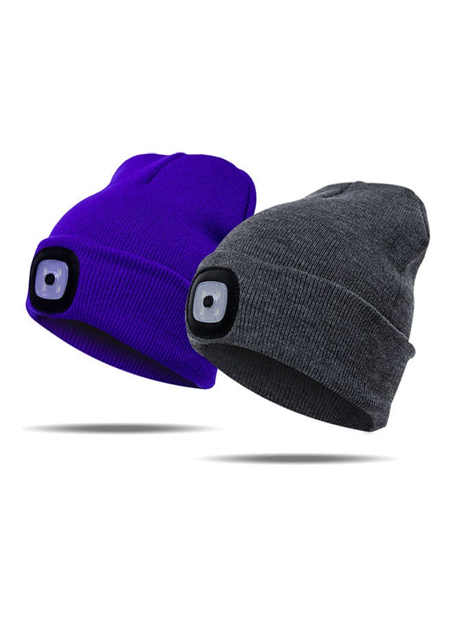 Unisex Outdoor Cycling Hiking LED Light Knitted Hat Winter Elastic Beanie Cap Grey 20*10*20cm  - Image 5