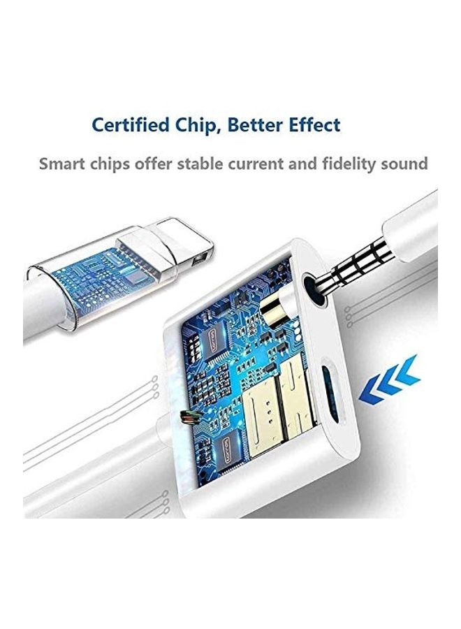 ديسوف أيكون كابل شحن وصوت 2 في 1 من منفذ لايتينج إلى مقبس سماعة رأس مقاس 3.5 مم أبيض - Image 5