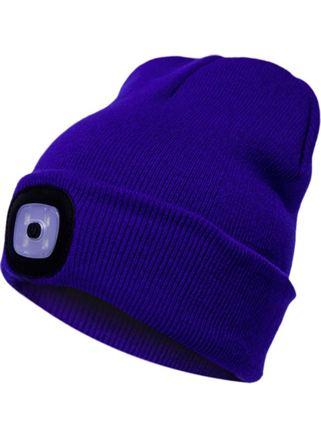 Unisex Outdoor Cycling Hiking LED Light Knitted Hat Winter Elastic Beanie Cap Sapphire Blue 20*10*20cm - Image 1