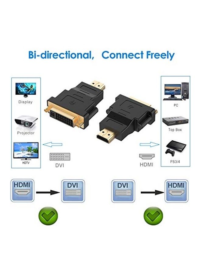 رانكي محول من HDMI ذكر إلى DVI أنثى من قطعتين أسود - Image 4