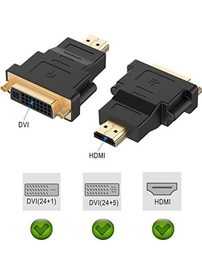 رانكي محول من HDMI ذكر إلى DVI أنثى من قطعتين أسود - Image 3