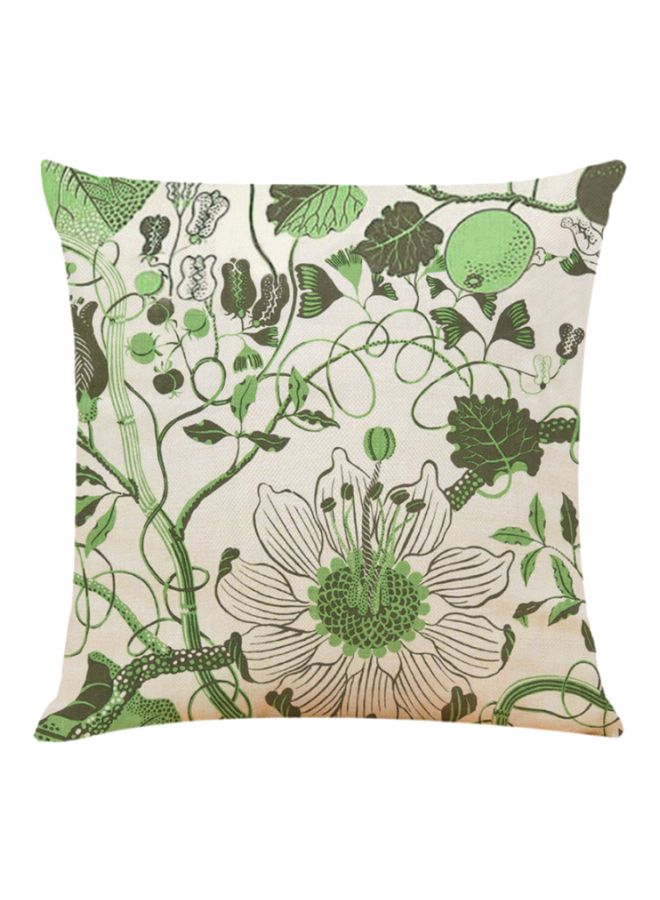 بيوينتي كيس وسادة بنقشة الزهور أوف وايت/ أخضر/ رمادي 45x45سم