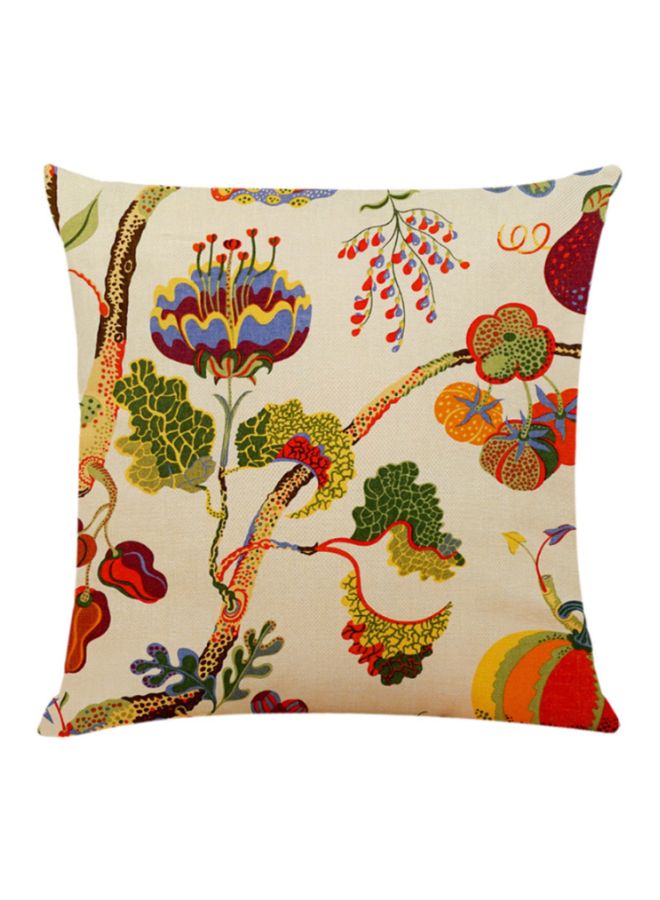 Beauenty Floral Printed Cushion Cover Beige/Green/Yellow 45x45cm