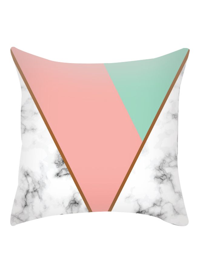 غطاء وسادة مزين بنقشة رخامية وردي/ أبيض/ أخضر 45x45سم
