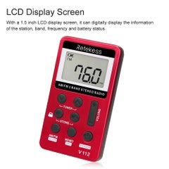 Retekess V-112 Portable AM/FM Stereo Radio V3765R_P Red  - Image 2