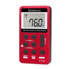 Retekess V-112 Portable AM/FM Stereo Radio V3765R_P Red  - Image 3