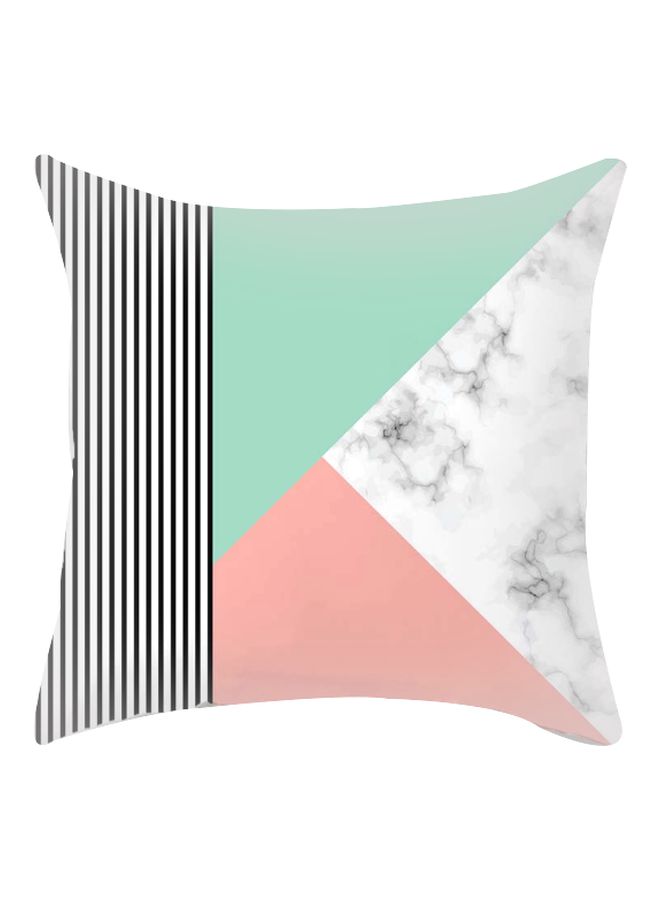 غطاء وسادة بطبعة هندسية أخضر/أبيض/وردي 45x45سم