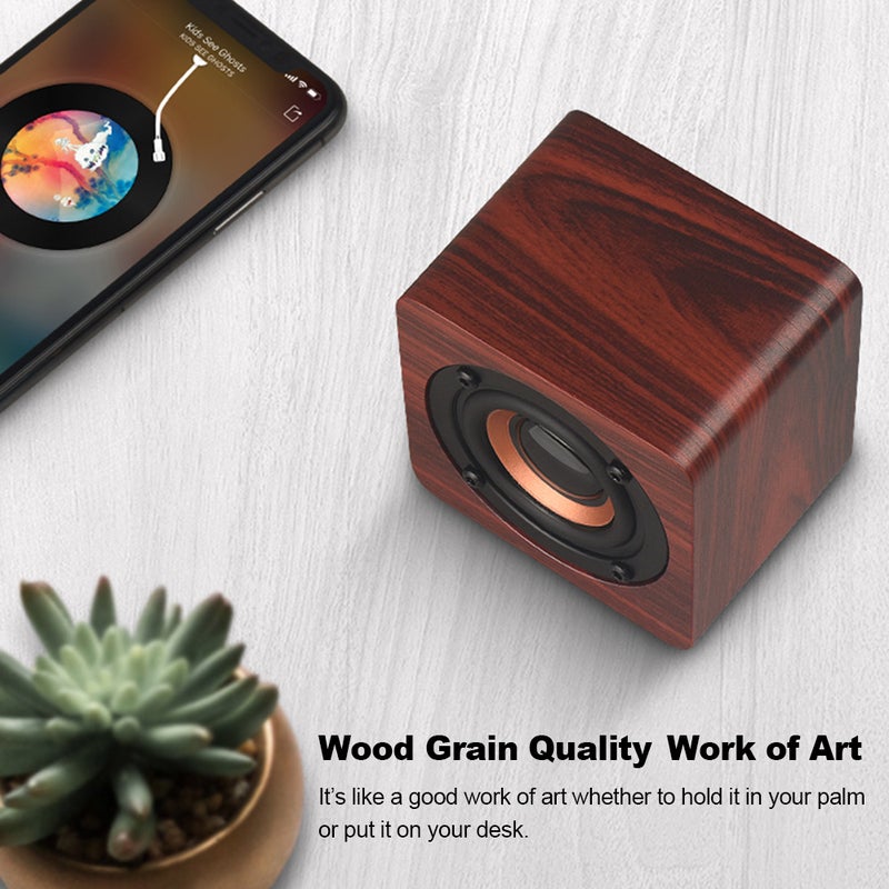 Q1 Mini Wooden Wireless Bluetooth Speaker V4767R_P Brown  - Image 2