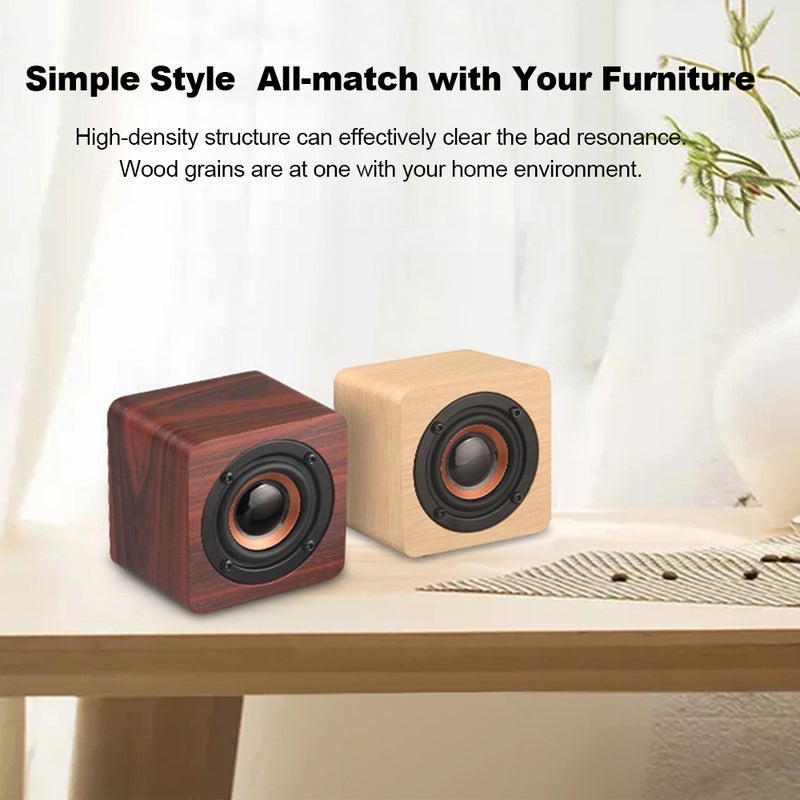 Q1 Mini Wooden Wireless Bluetooth Speaker V4767R_P Brown  - Image 4