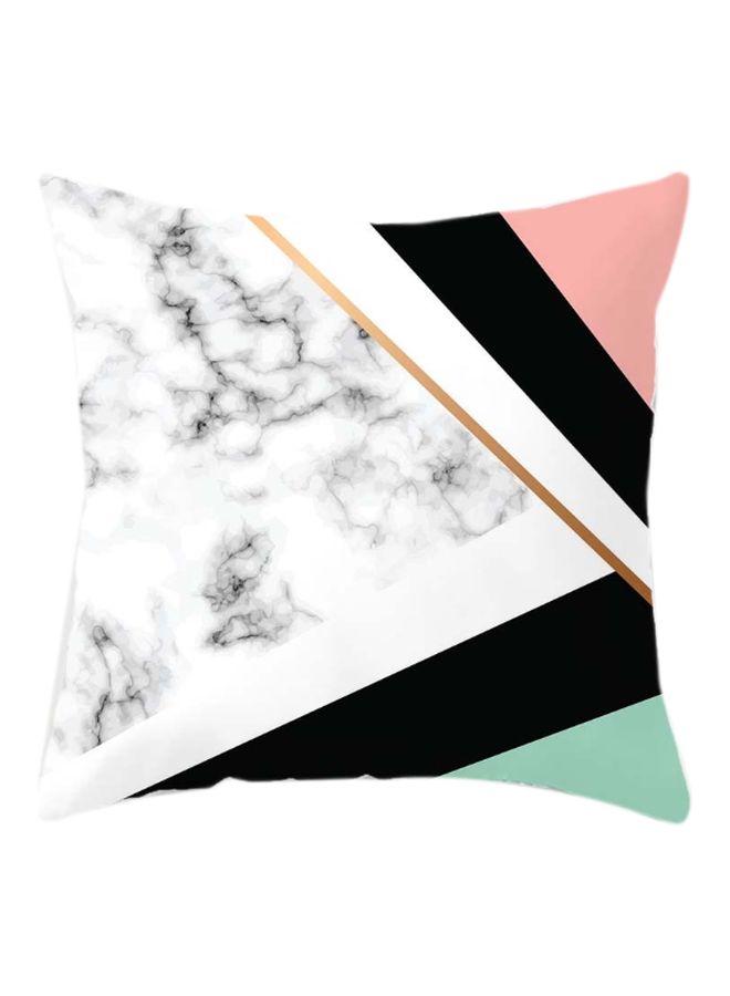 غطاء وسادة بنمط هندسي أبيض/أسود/وردي 45x45سم