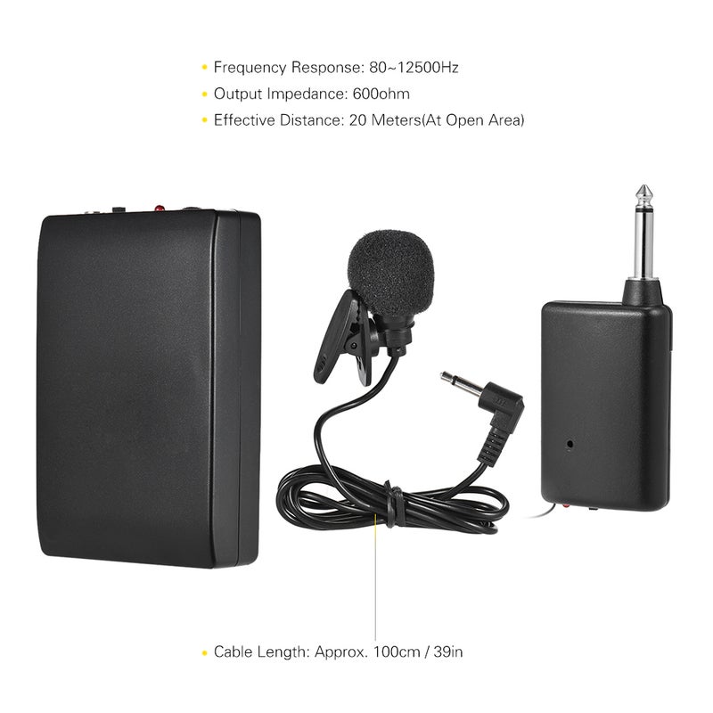 Mini Wireless Clip-on FM Microphone With Transmitter Receiver Black - Image 5