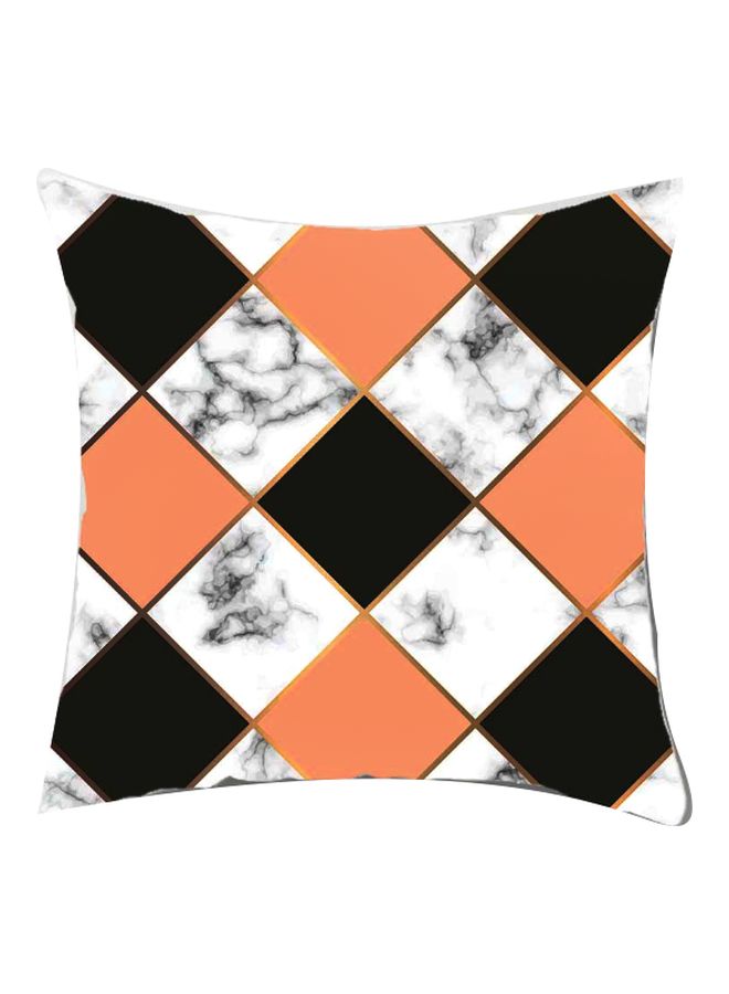 Geometric Pattern Cushion Cover White/Black/Peach