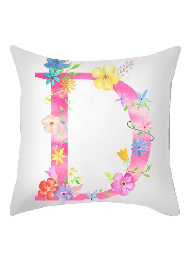 غطاء وسادة بطبعة حرف "D" أبيض / وردي / أزرق 45x45سم