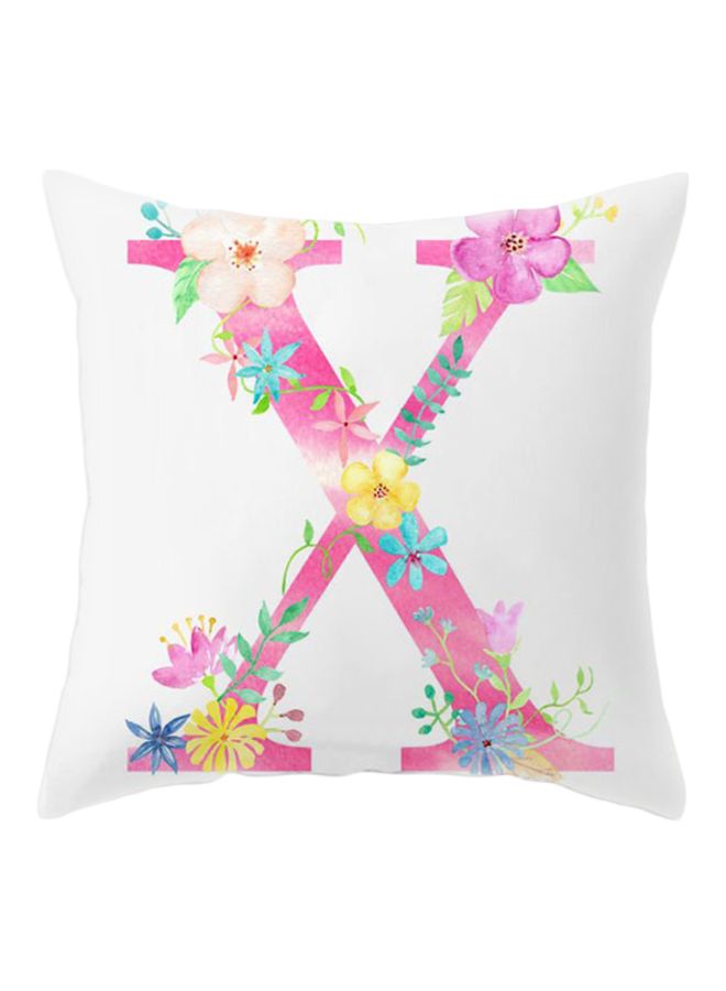 Letter X Printed Cushion Case White/Pink/Yellow 45x45cm