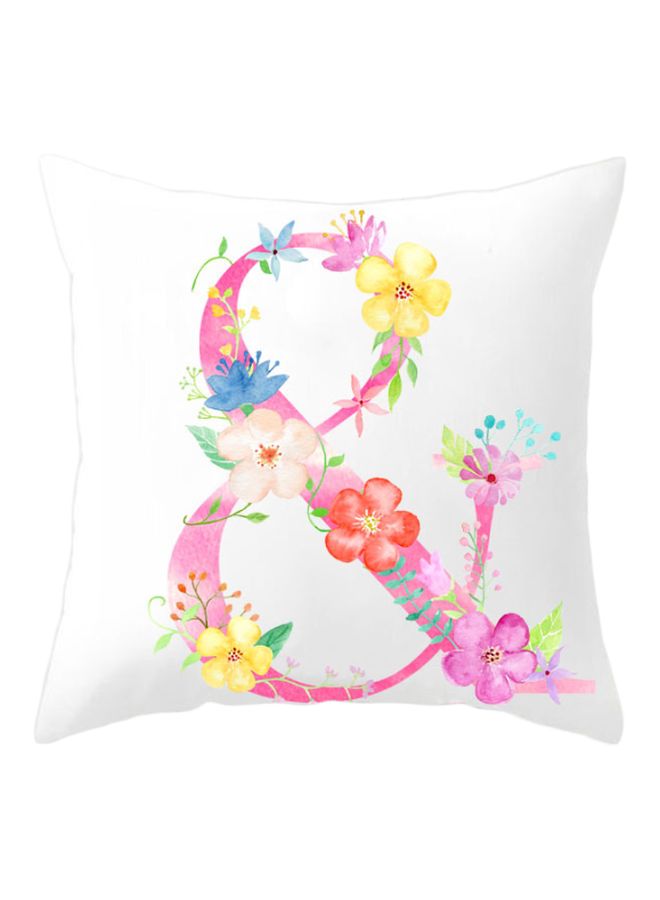 Ampersand Printed Cushion Cover White/Pink/Yellow 45x45cm
