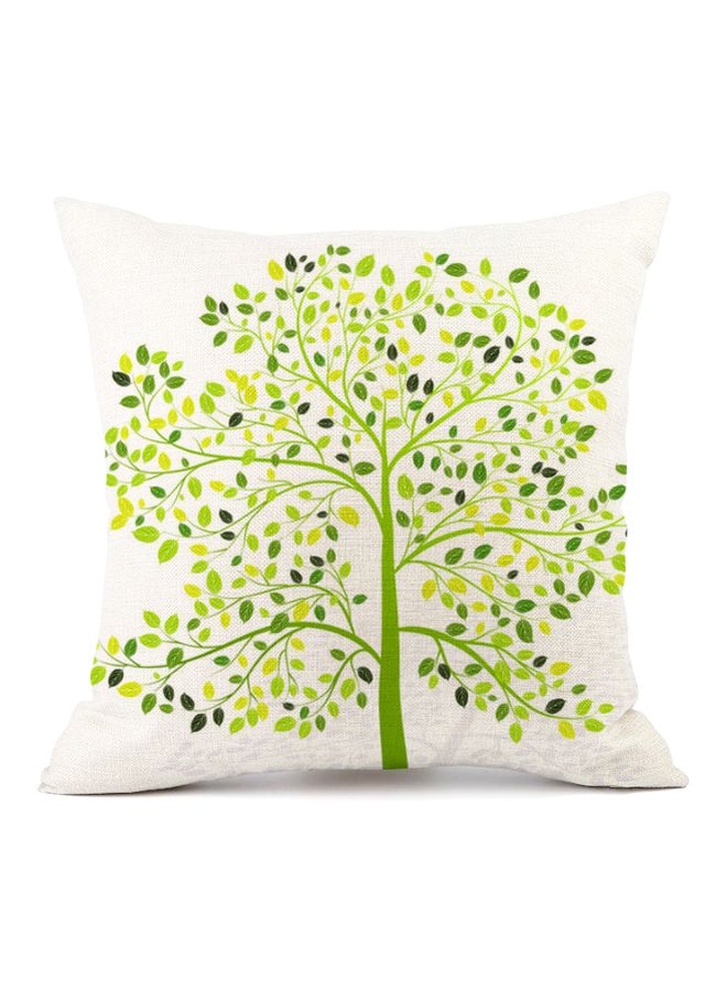 غطاء وسادة ديكور للزينة بتصميم شجرة أبيض/أخضر 45x45سم
