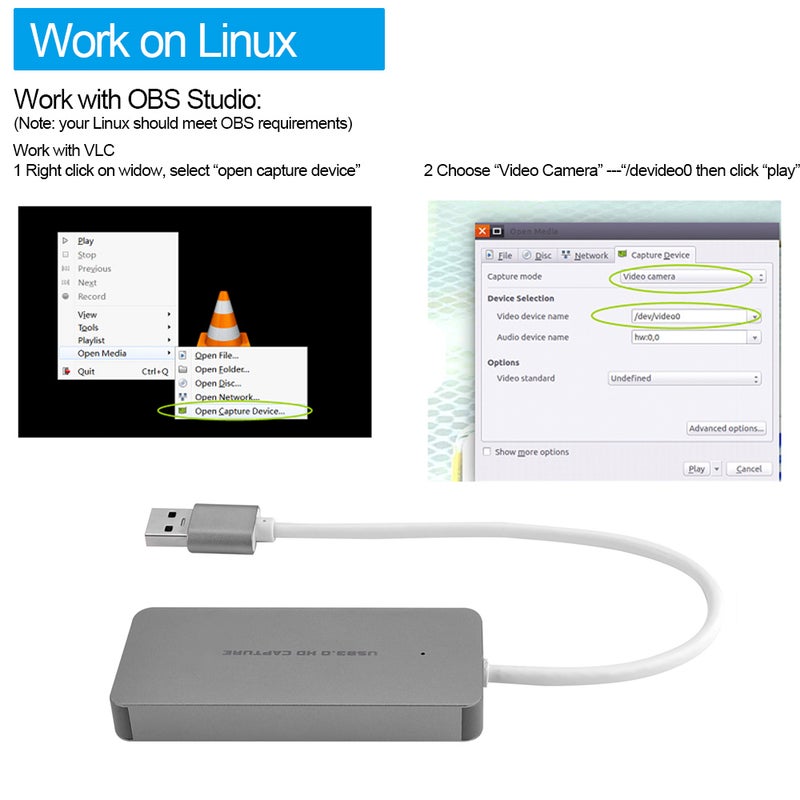 Ezcap 1080P USB 3.0 HD Capture Card Video Game Recorder V4541_P Grey - Image 3