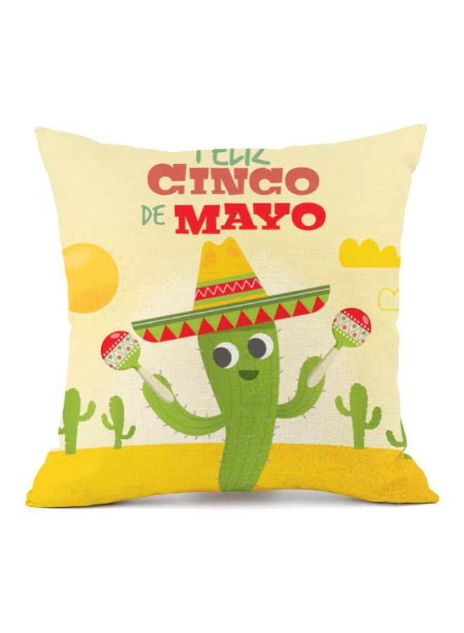 Cactus Printed Cushion Cover Beige/Green/Red 45x45cm