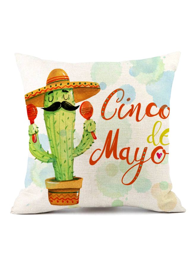 Cactus Printed Cushion Cover Green/Orange/Beige 45x45cm